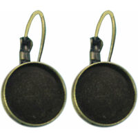12mm Lever Back Earrings Antique Bronze Bezel Setting