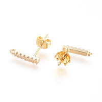 Long-Lasting Earring Finding Micro Zircona with loop and studs - 18K Gold Plated 