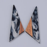 2 x 65mm Obtuse Triangle - Half & Half Resin & Wood Pendants 