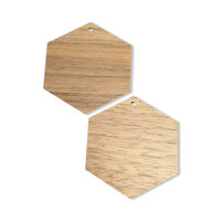2 x 45mm  Hexagon Earring Pendants - Walnut 