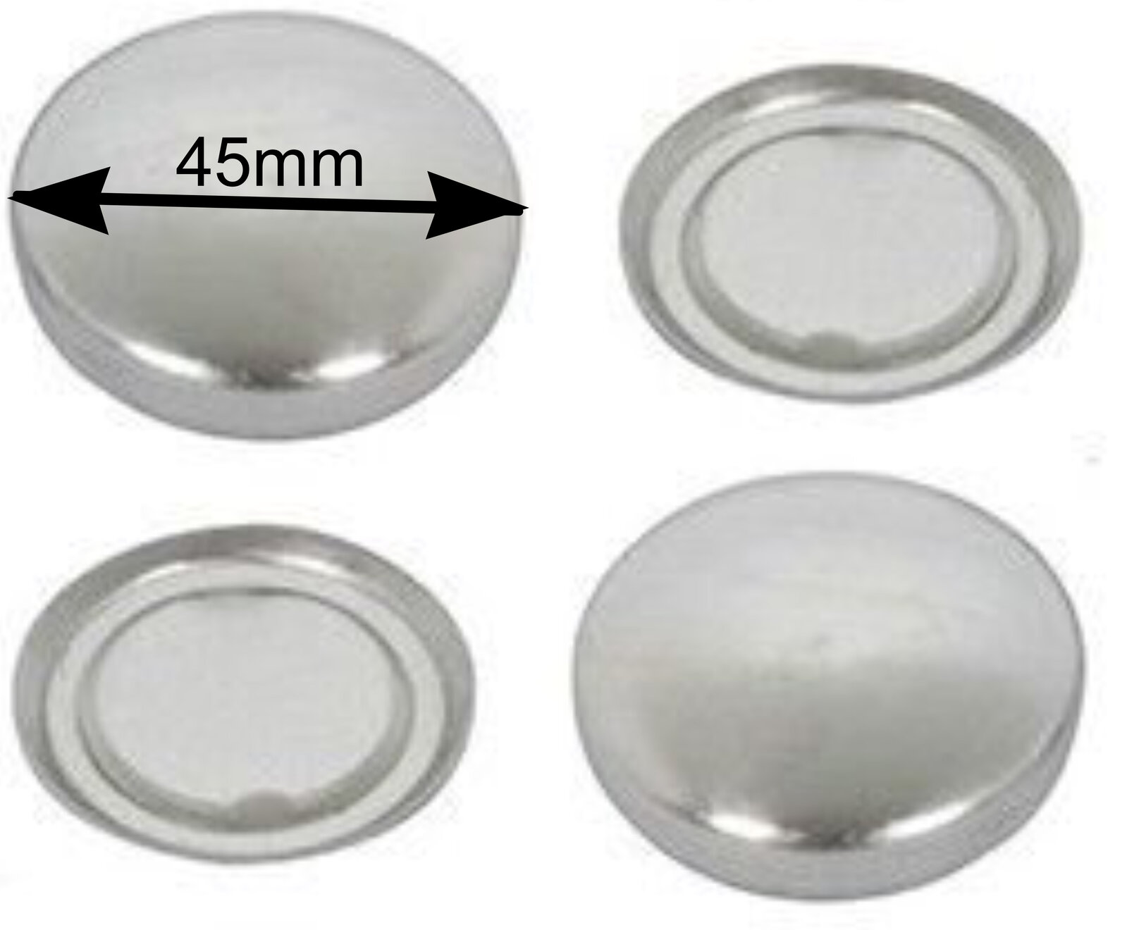 Botones de espalda plana cóncava de 45 mm - respaldos planos de tela - Imagen 6 de 14