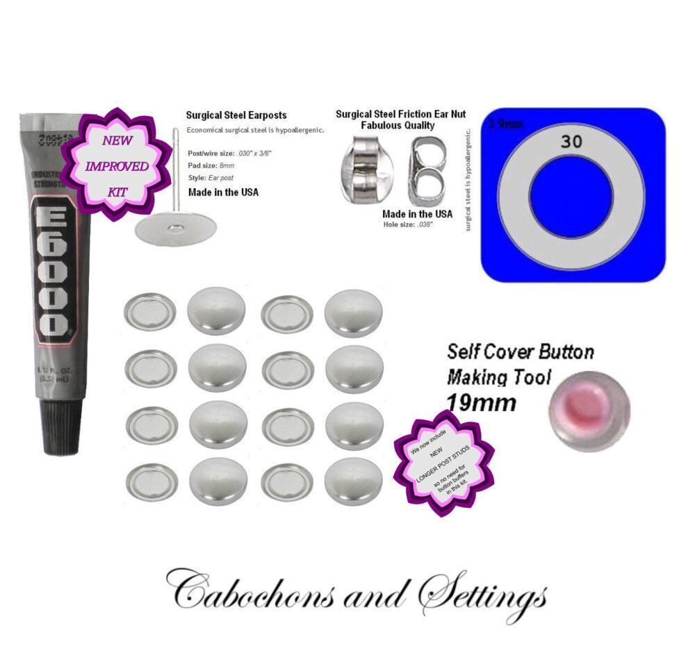 Jewelry Making Kit: 100 x 19mm Button Earring Kit
