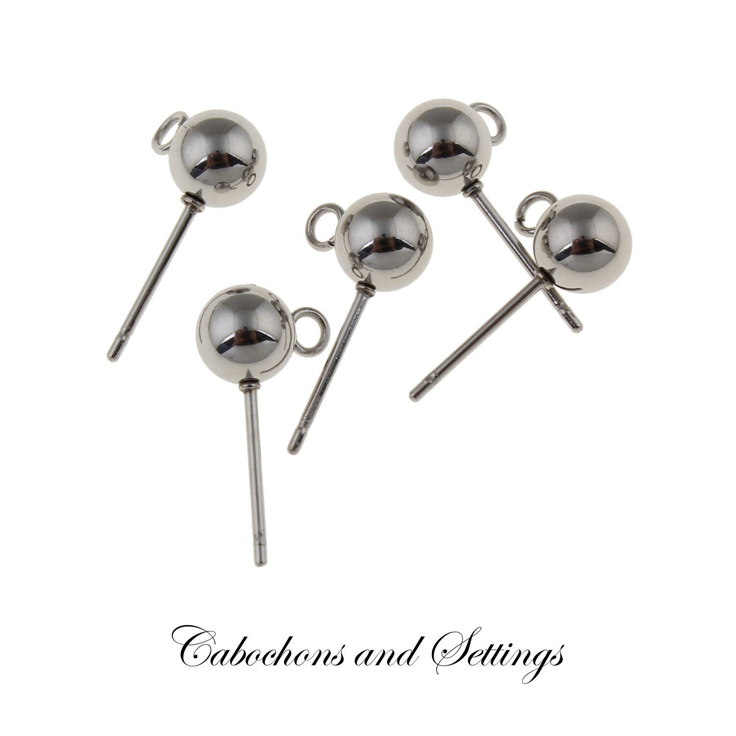 Earstuds: 144 x 5mm Ball and Loop Stainless Steel  & Clutch