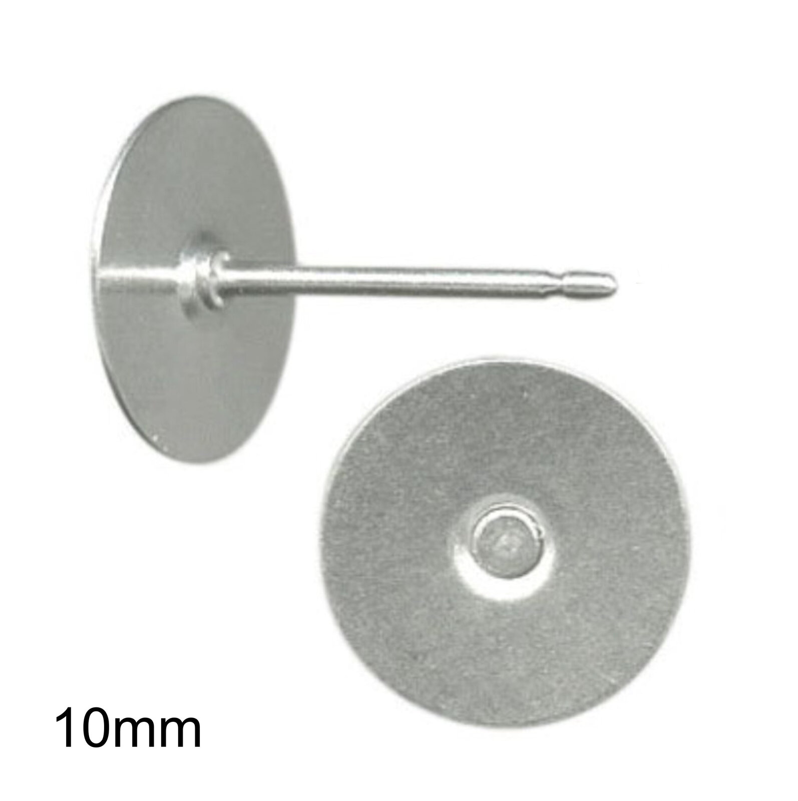 Standard Post Hypoal 10mm Pad USA Stainless Steel Studs with Clutch Variations 