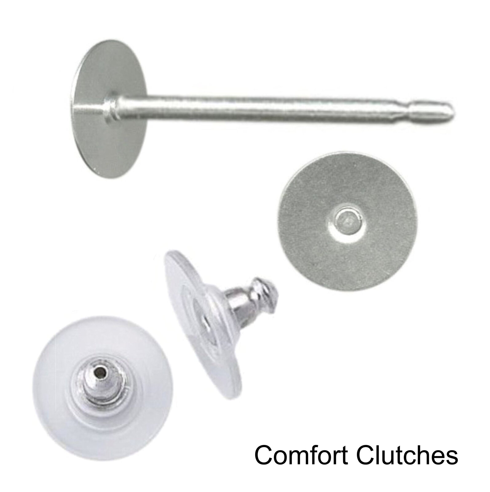 4mm Pad USA Surgical Stainless Steel Studs with Clutch Variations - Standard Len - Picture 19 of 35