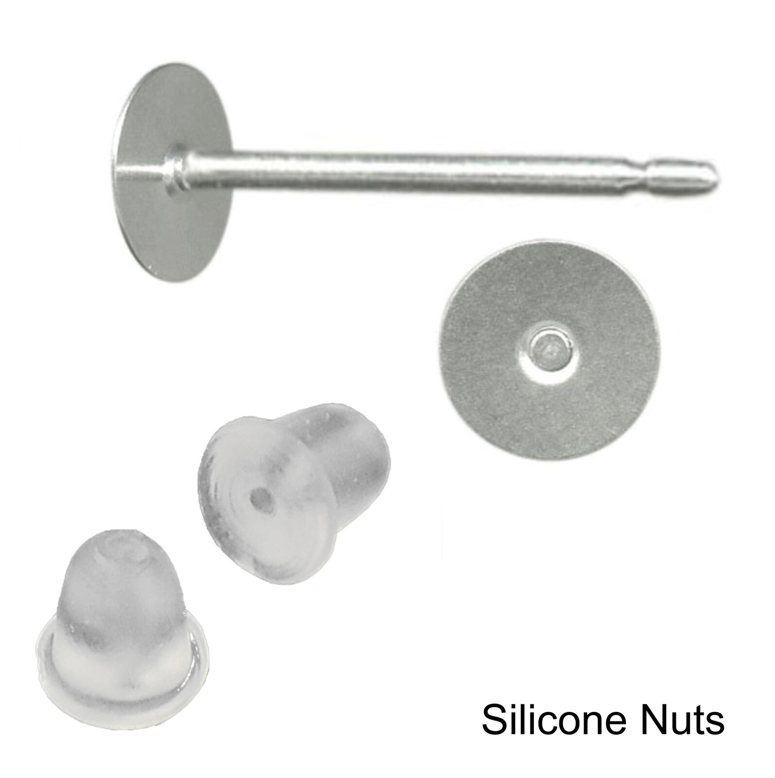 4mm Pad USA Surgical Stainless Steel Studs with Clutch Variations - Standard Len - Picture 24 of 35