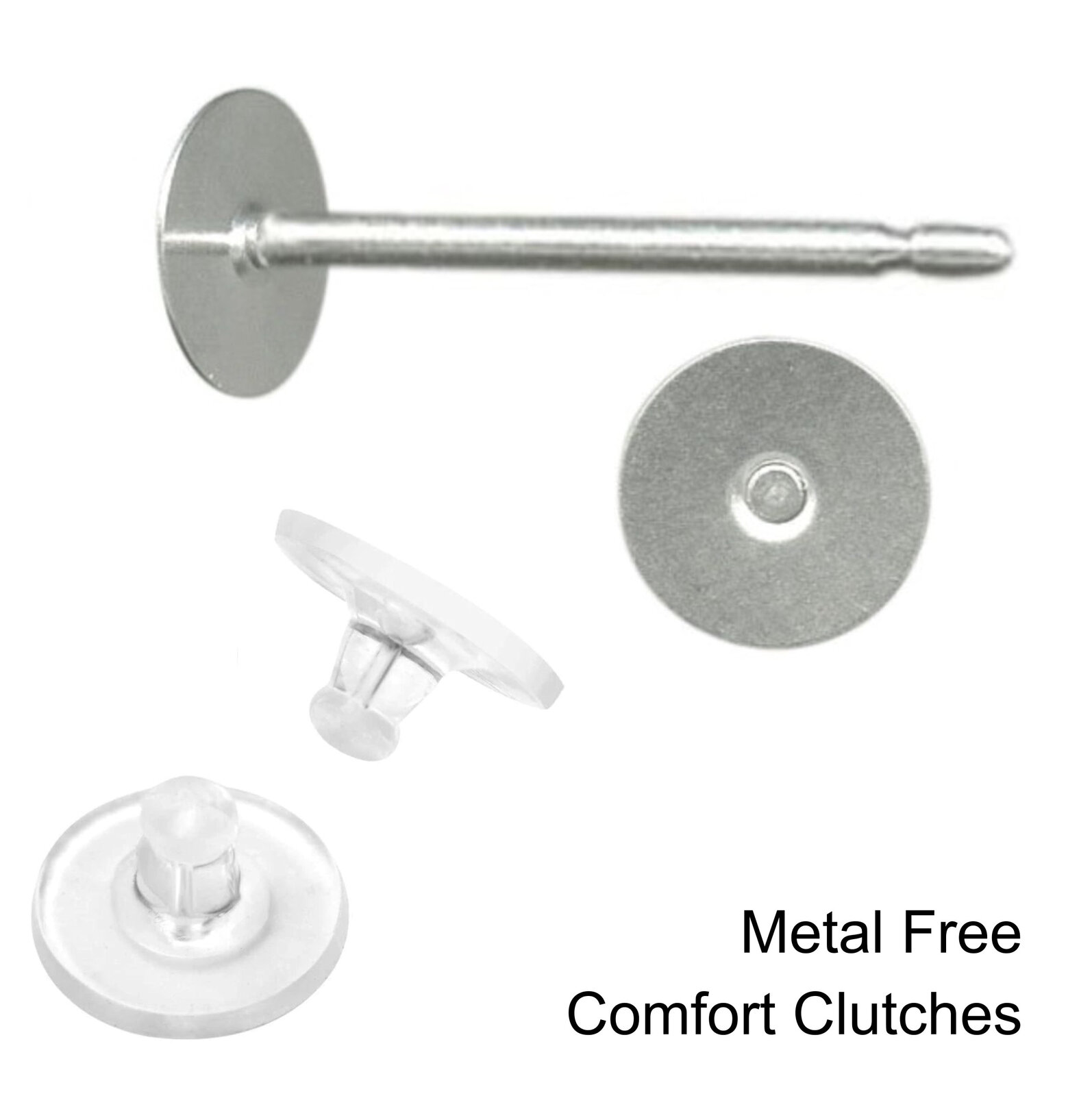4mm Pad USA Surgical Stainless Steel Studs with Clutch Variations - Standard Len - Picture 22 of 35