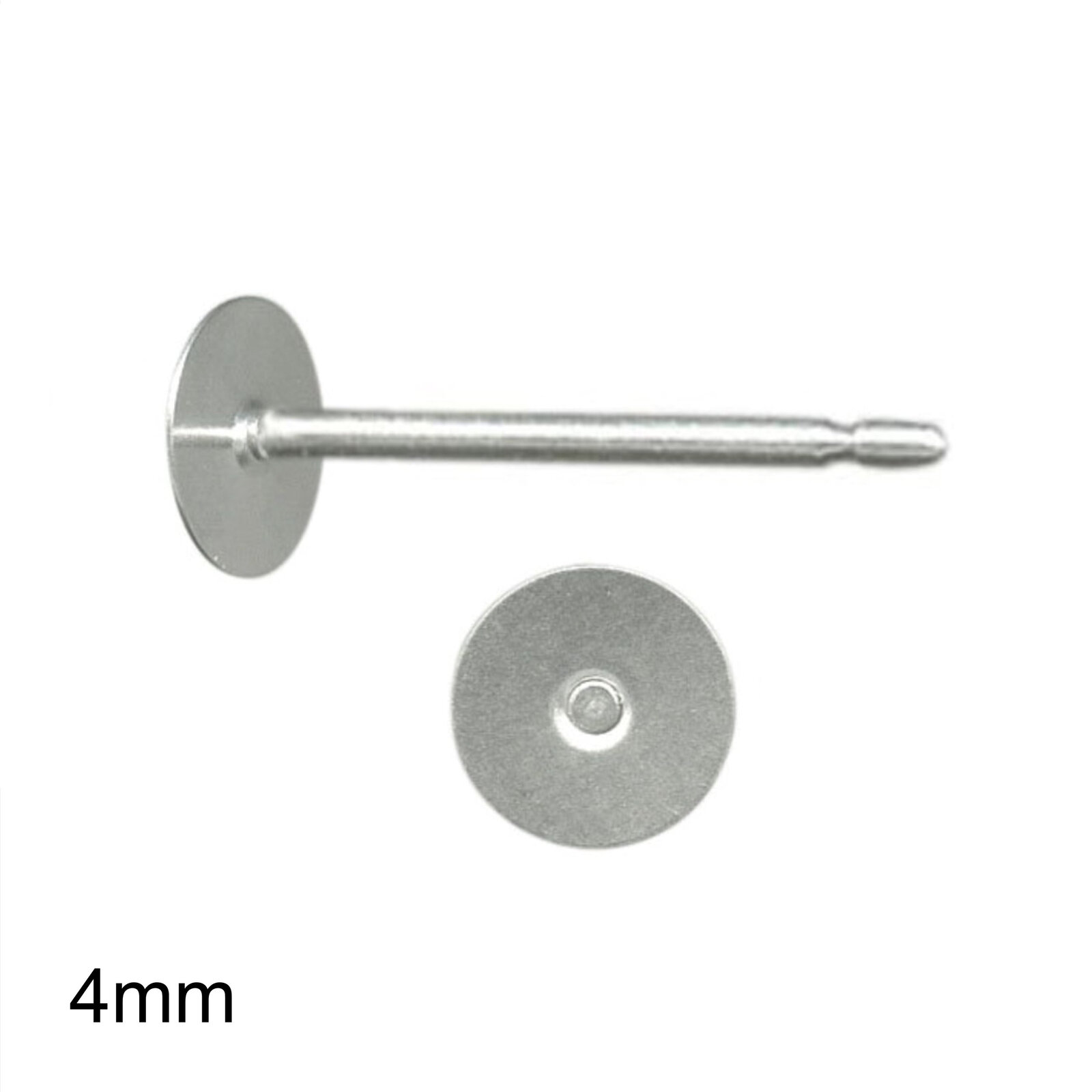 4mm Pad USA Surgical Stainless Steel Studs with Clutch Variations - Standard Len - Picture 32 of 35