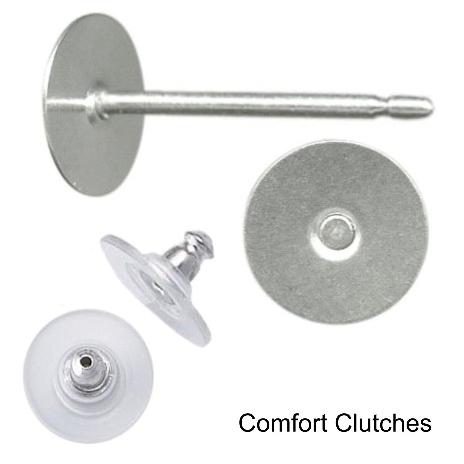 6mm Pad USA Surgical Stainless Steel Studs - Clutch Variations - Standard Length - Picture 17 of 35