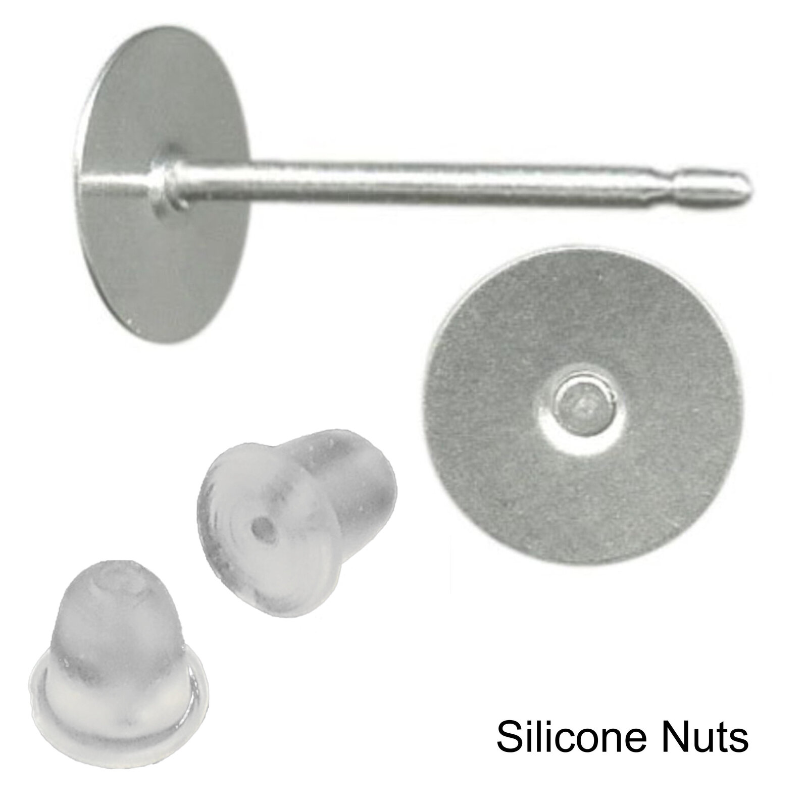 6mm Pad USA Surgical Stainless Steel Studs - Clutch Variations - Standard Length - Picture 27 of 35