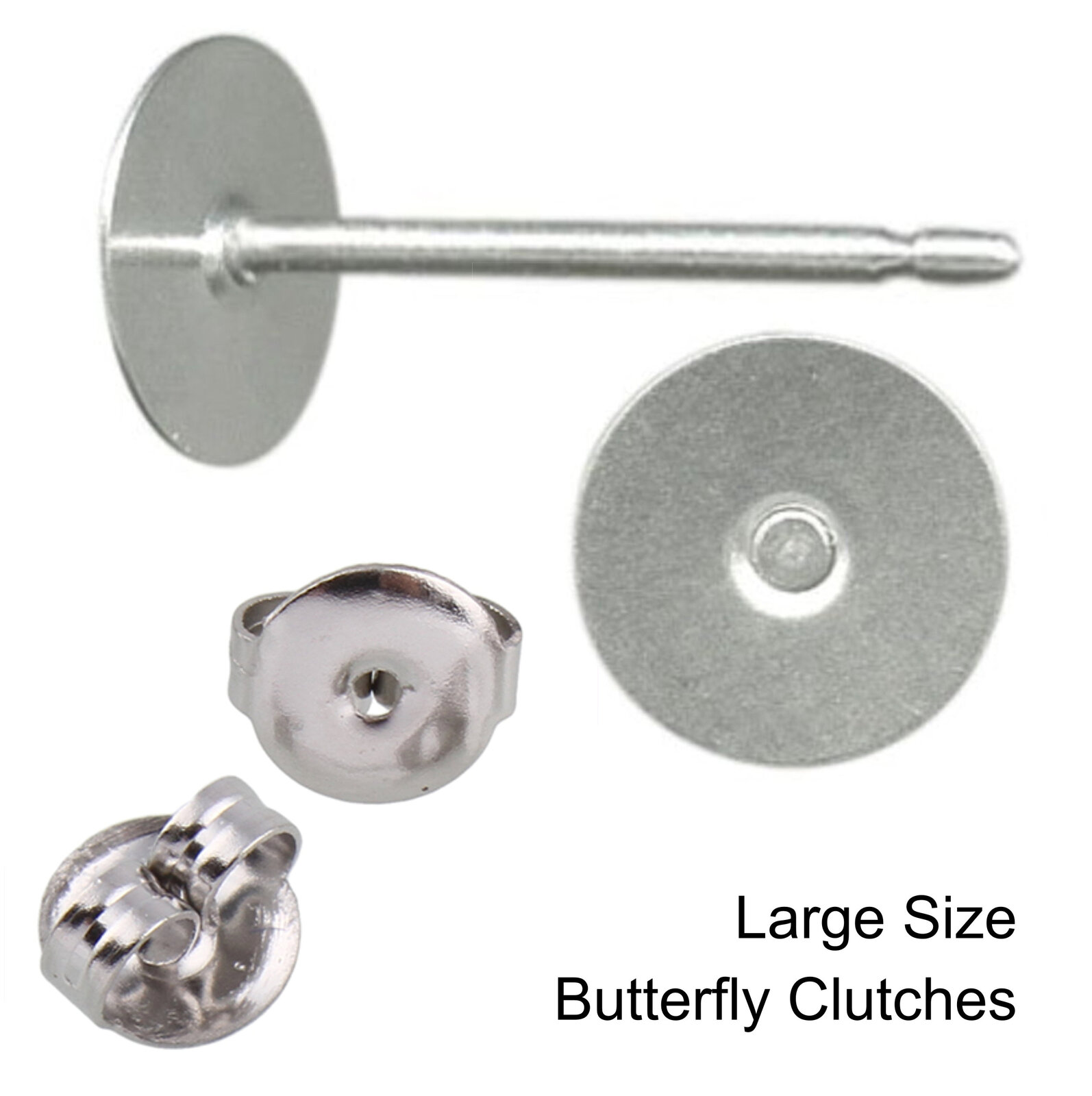 6mm Pad USA Surgical Stainless Steel Studs - Clutch Variations - Standard Length - Picture 14 of 35