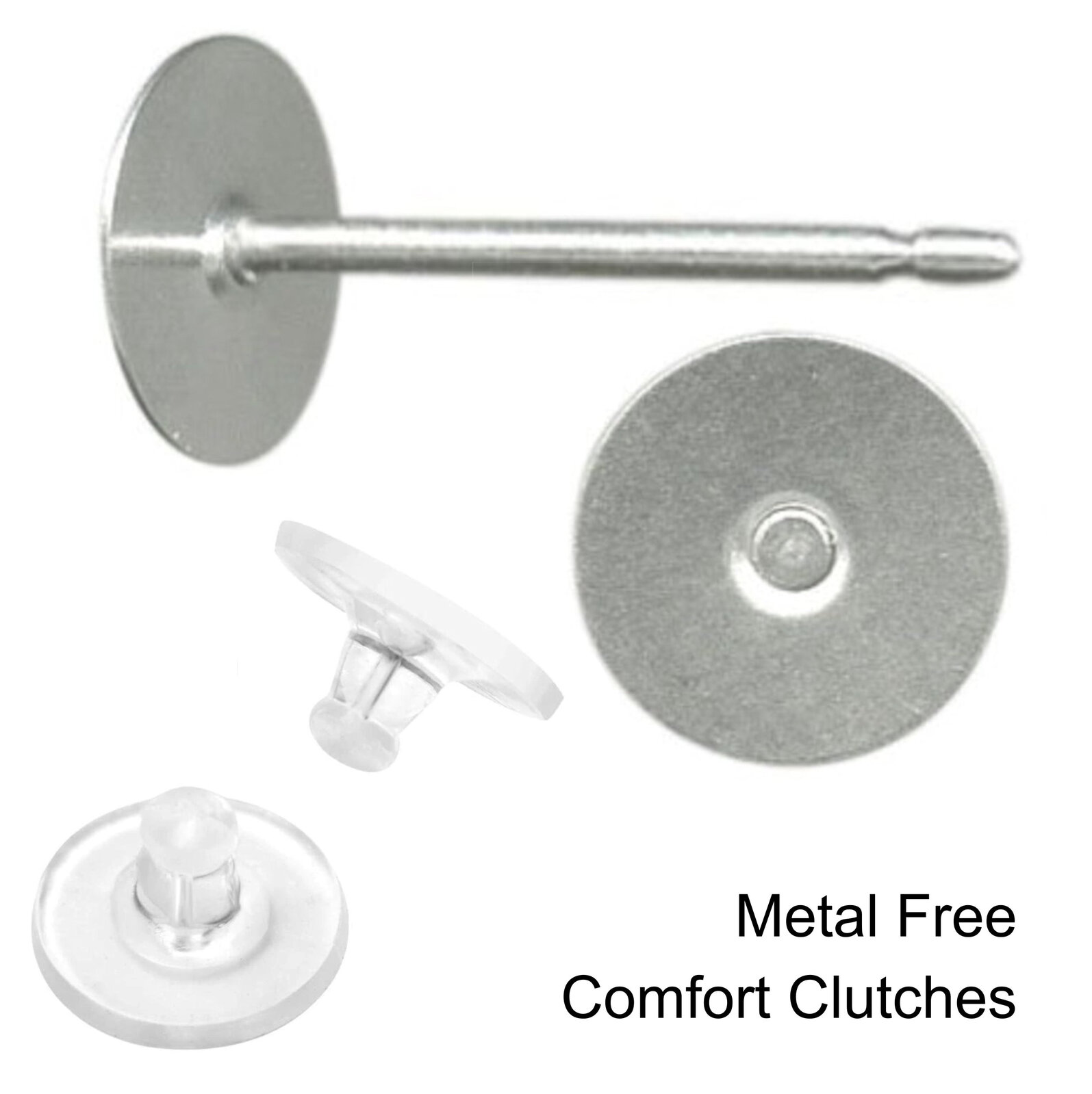 6mm Pad USA Surgical Stainless Steel Studs - Clutch Variations - Standard Length - Picture 23 of 35