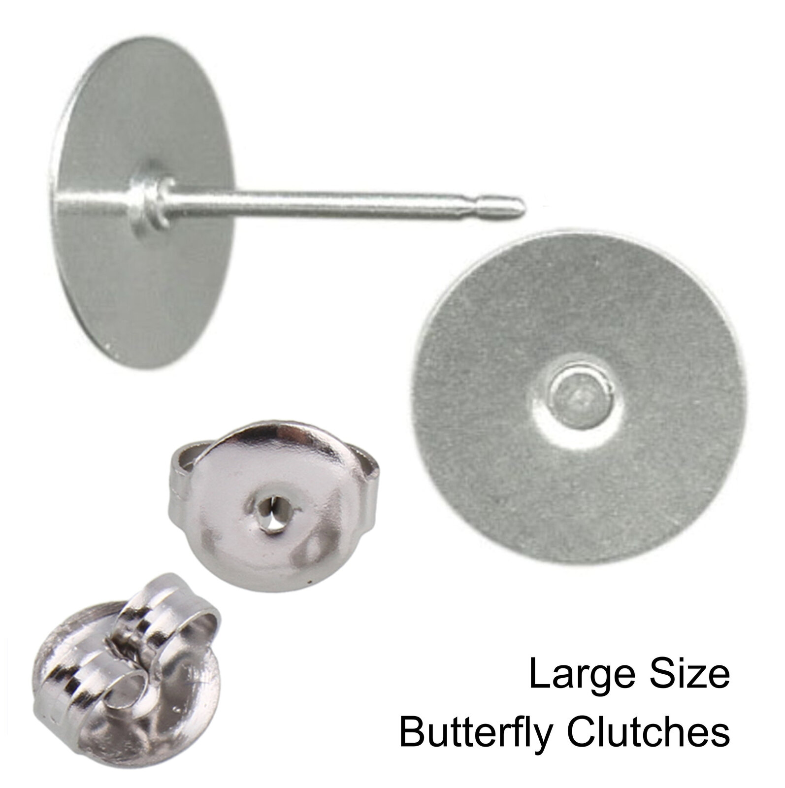 8mm Pad USA Surgical Stainless Steel Studs with Clutch Variations -Standard Leng - Picture 15 of 35