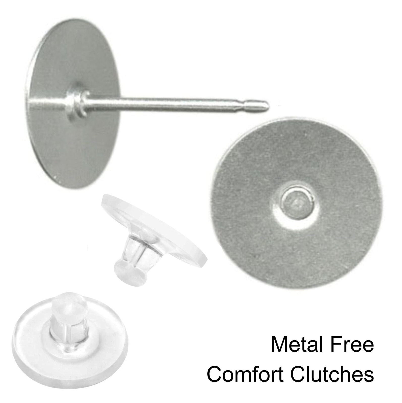 8mm Pad USA Surgical Stainless Steel Studs with Clutch Variations -Standard Leng - Picture 21 of 35