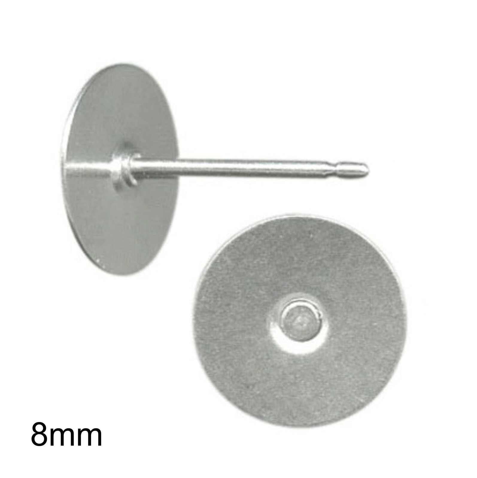 8mm Pad USA Surgical Stainless Steel Studs with Clutch Variations -Standard Leng - Picture 32 of 35