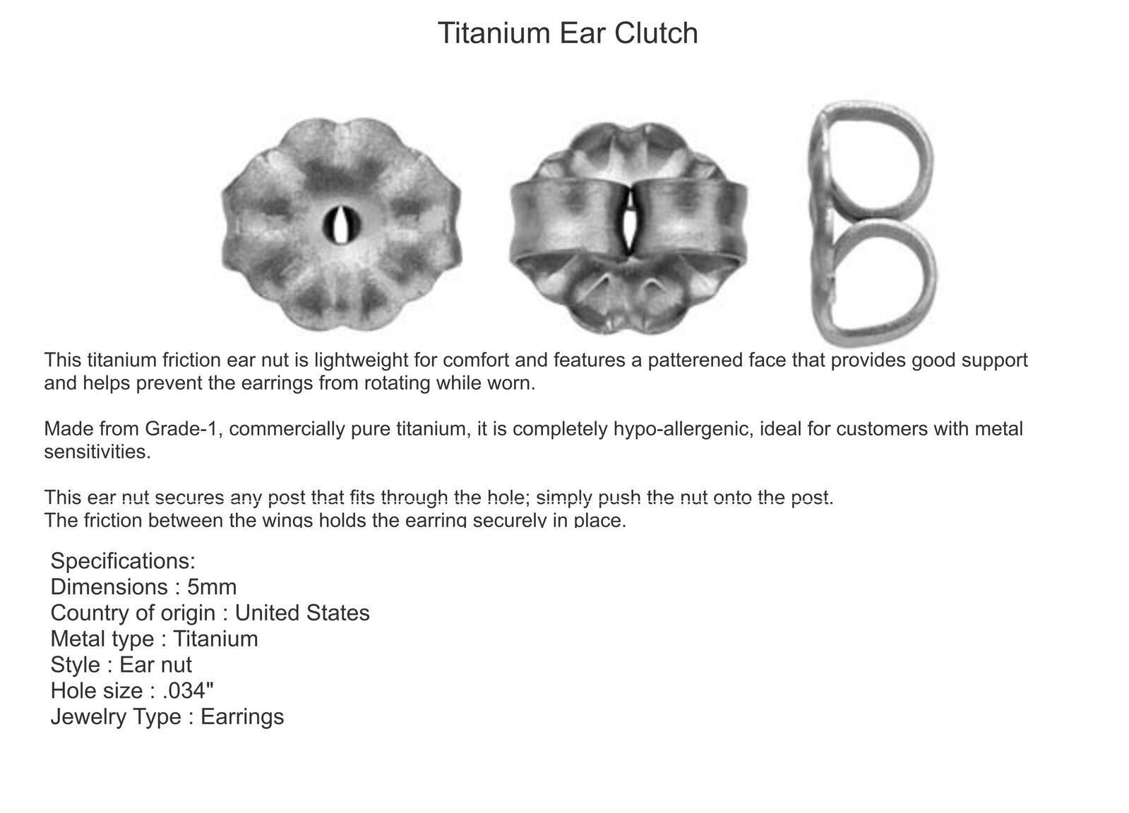 10mm - Titanium 9.5mm Stud Length - Clutch Options - Hypo-allergenic - Surgical - Bild 23 von 35