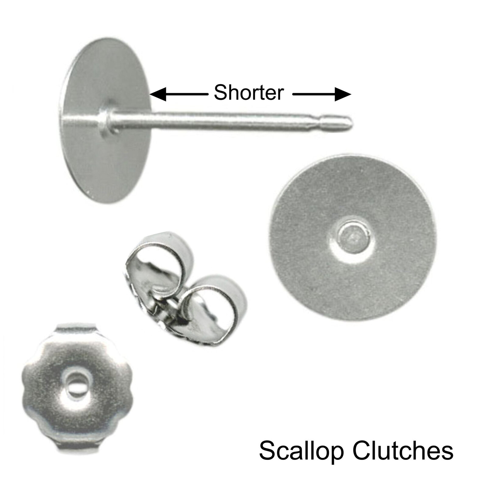 TITANIUM Child Length Earring Studs - SHORT Post 8mm - 5mm Stainless Steel Pad - - Picture 20 of 27