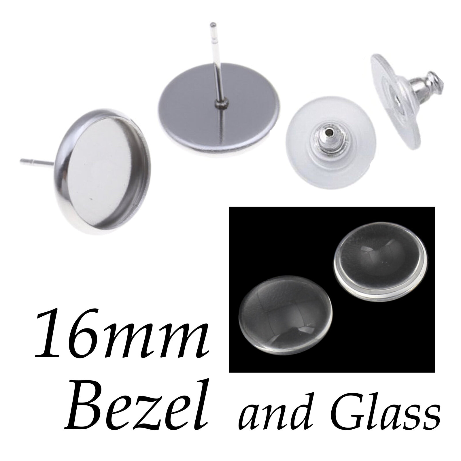 16mm STST Bezel Studs & Glass w/ Clutch Options - Bild 9 von 12