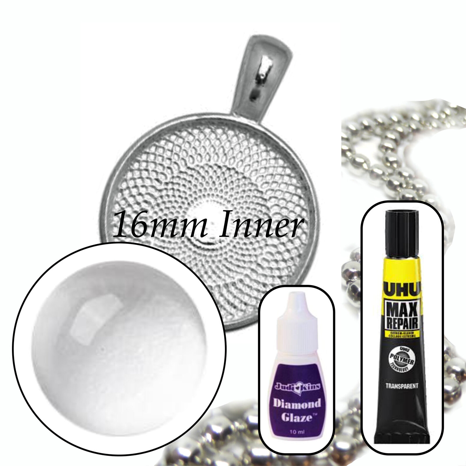 Kit colgante de vidrio de 16 mm - Hace 10 collares - Opciones de color - Imagen 16 de 25