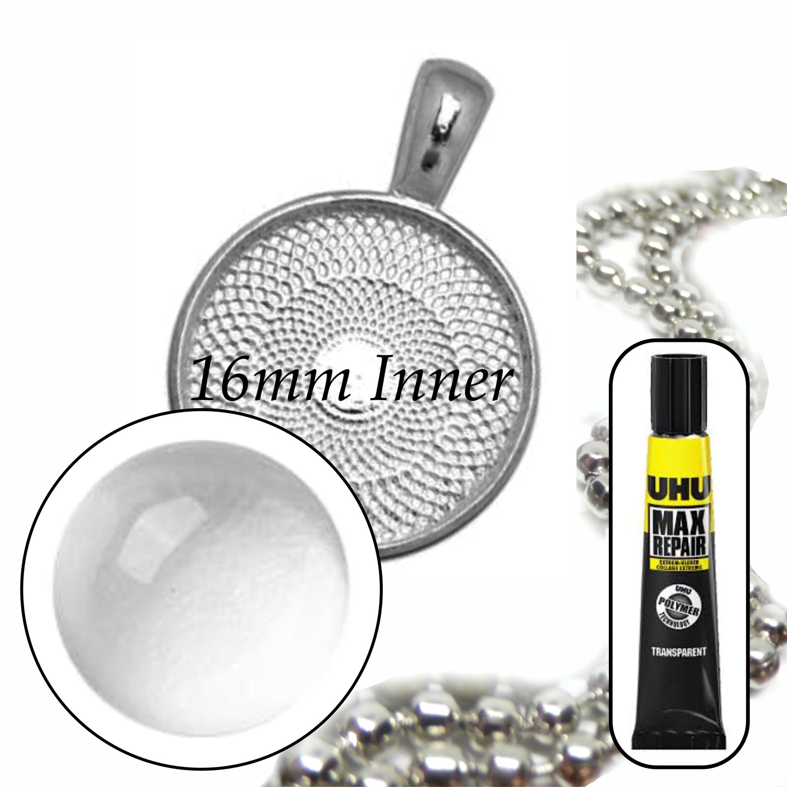 Kit colgante de vidrio de 16 mm - Hace 10 collares - Opciones de color - Imagen 15 de 25