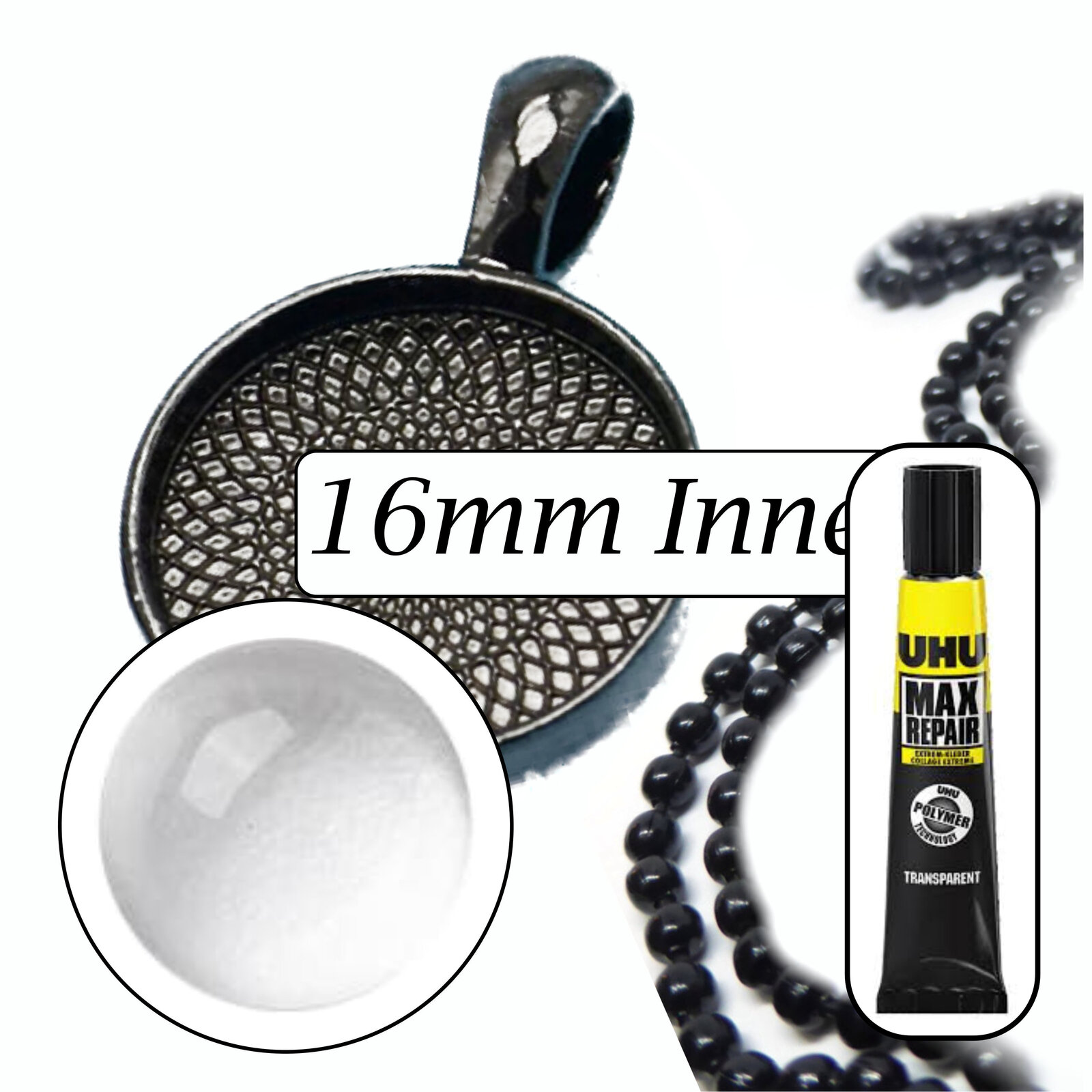 Kit colgante de vidrio de 16 mm - Hace 10 collares - Opciones de color - Imagen 19 de 25