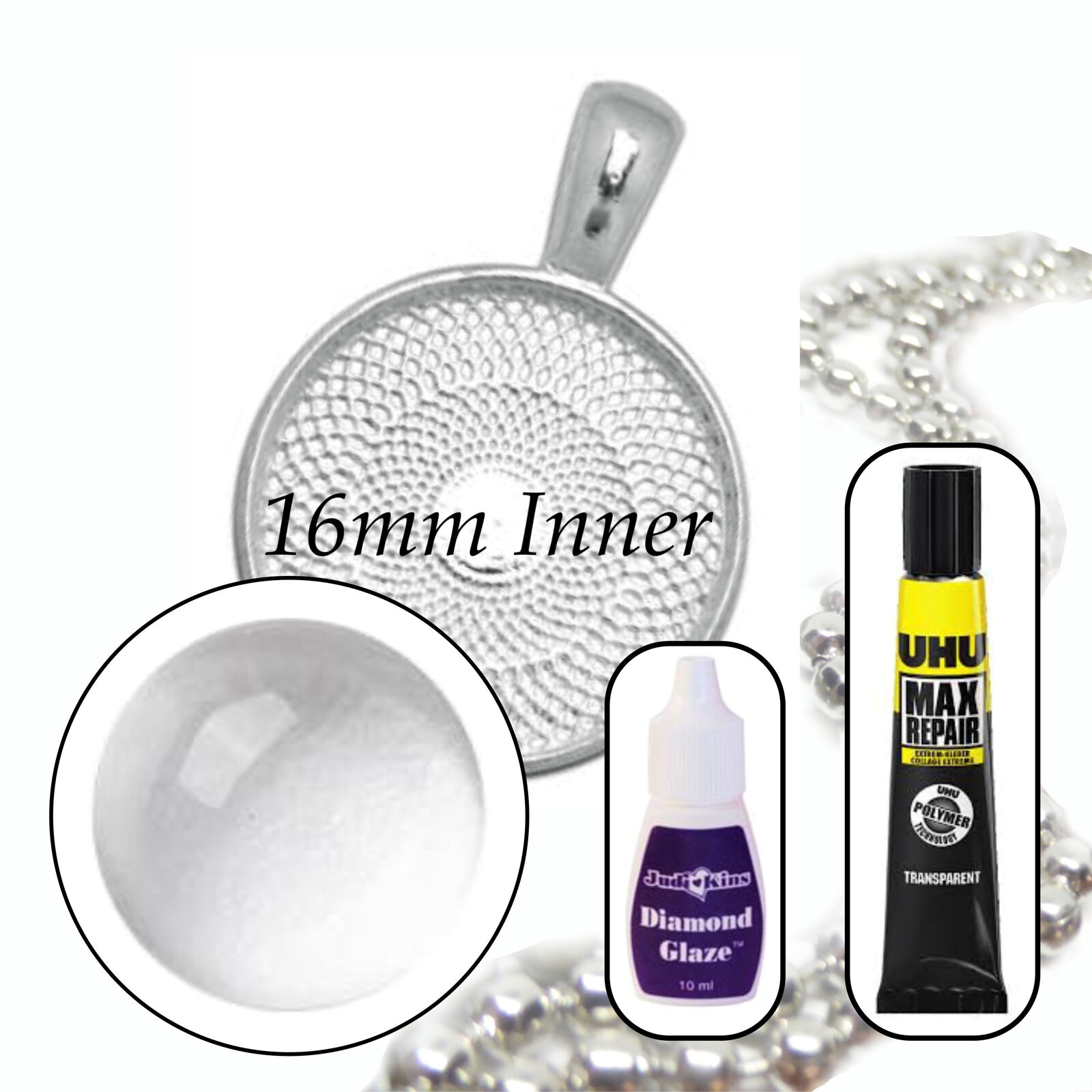 Kit colgante de vidrio de 16 mm - Hace 10 collares - Opciones de color - Imagen 24 de 25