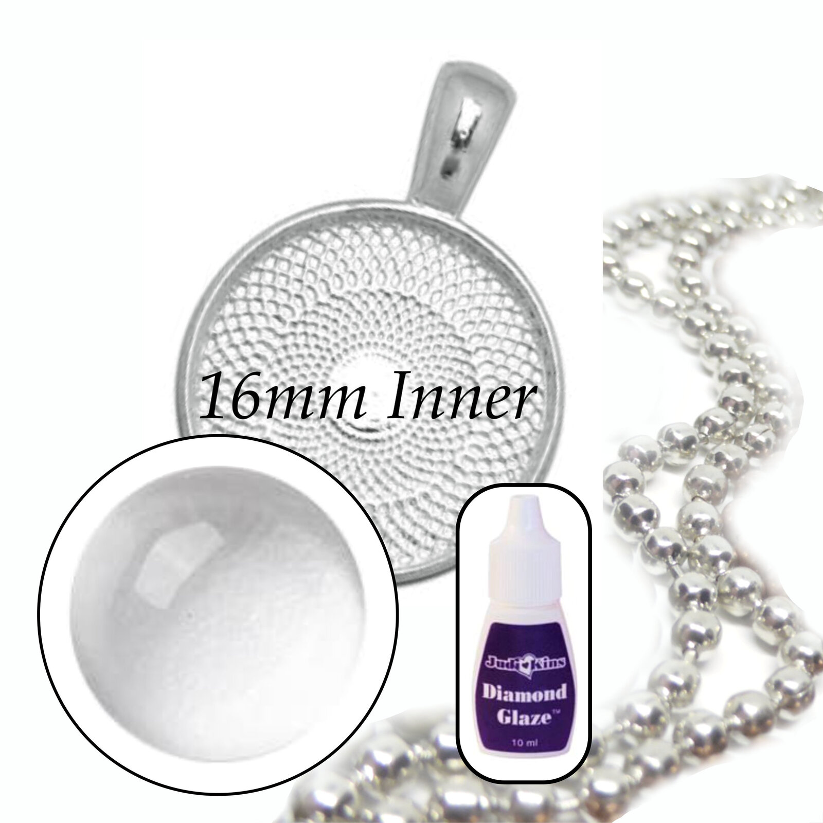 Kit colgante de vidrio de 16 mm - Hace 10 collares - Opciones de color - Imagen 25 de 25