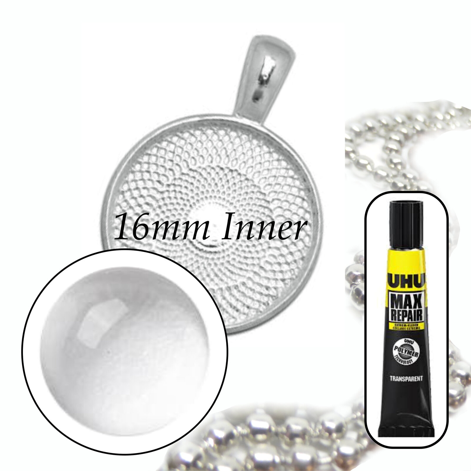 Kit colgante de vidrio de 16 mm - Hace 10 collares - Opciones de color - Imagen 23 de 25