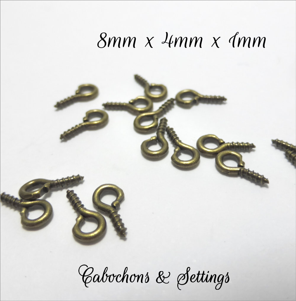 10 x Steel Eyelet Screws 8mm x 4mm x 1mm Silver, Bronze, Gold - Picture 5 of 7