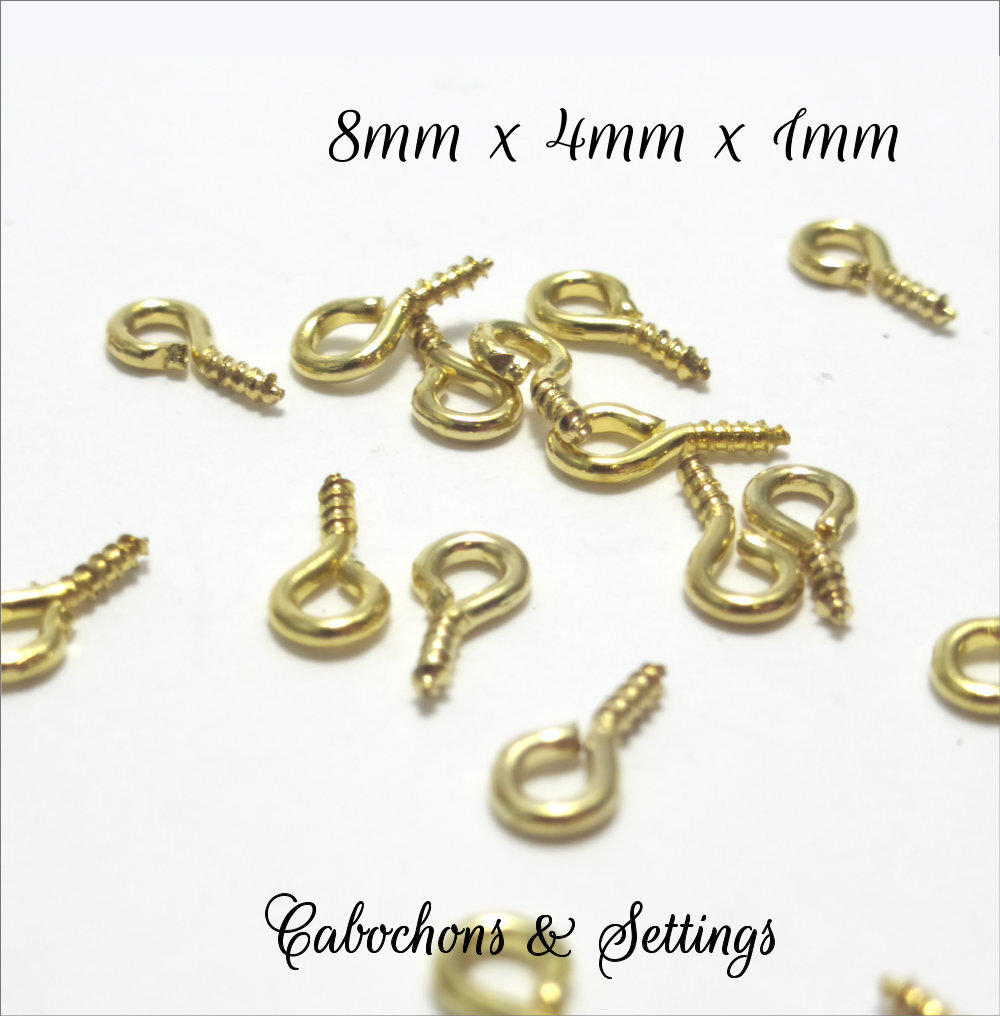 10 x Steel Eyelet Screws 8mm x 4mm x 1mm Silver, Bronze, Gold - Picture 6 of 7