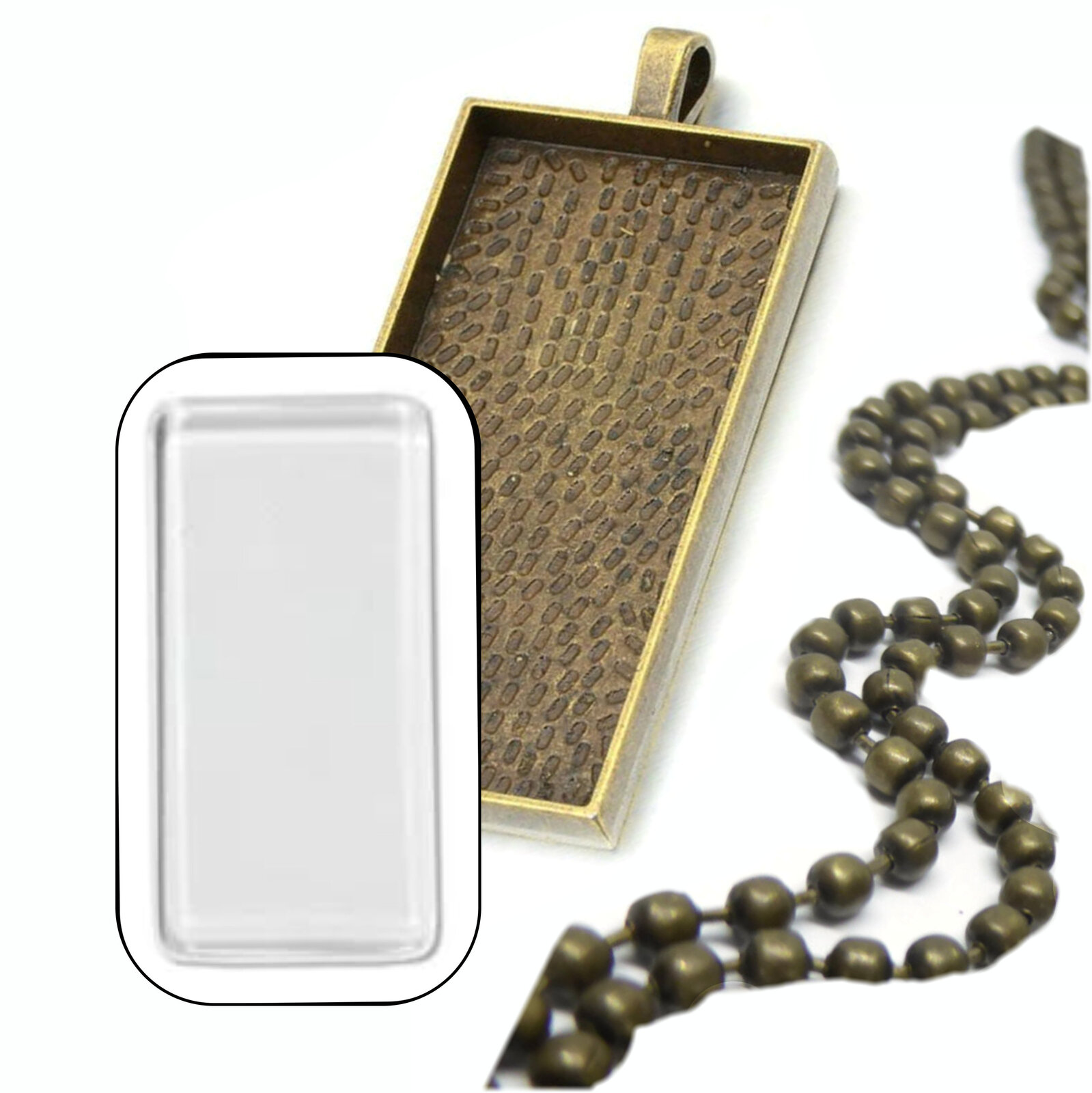 25mm x 50mm Rectangle Pendants Setting - Antique Bronze with Options - Picture 12 of 13