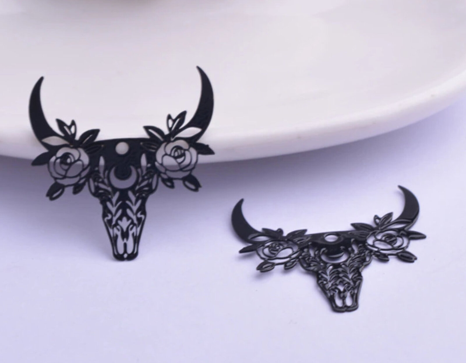 Cuernos de calavera boho 29 mm - Dijes de pendientes de filigrana - Imagen 12 de 22