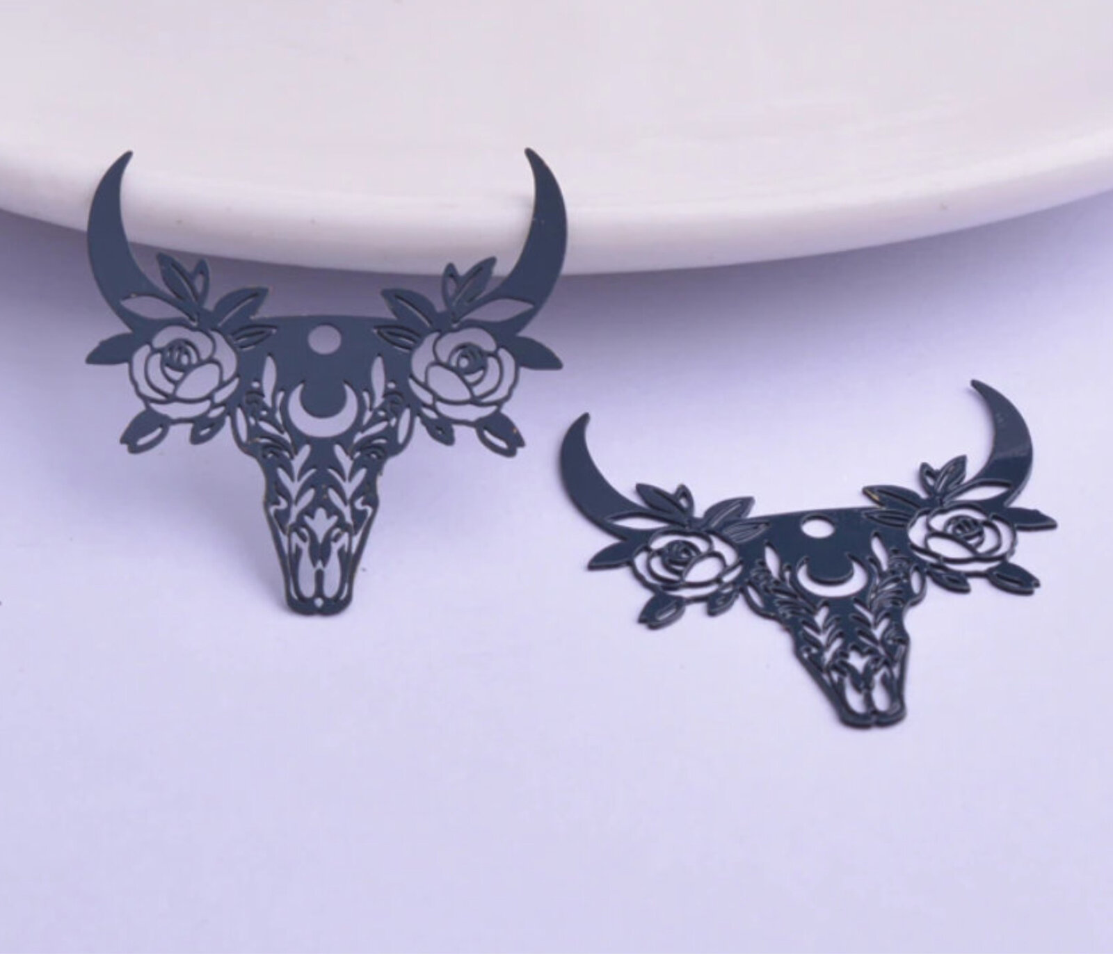 Cuernos de calavera boho 29 mm - Dijes de pendientes de filigrana - Imagen 14 de 22
