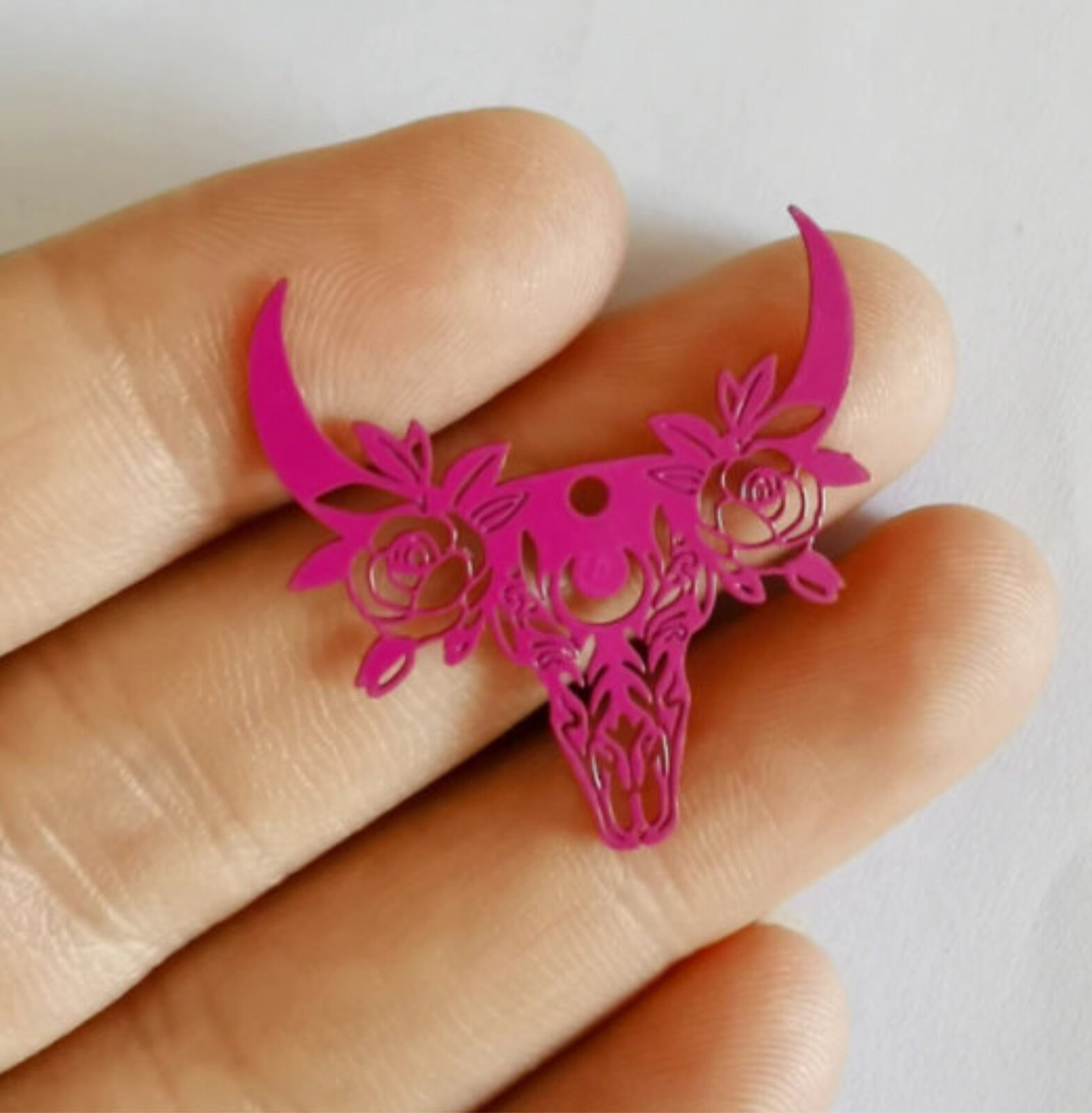 Cuernos de calavera boho 29 mm - Dijes de pendientes de filigrana - Imagen 15 de 22