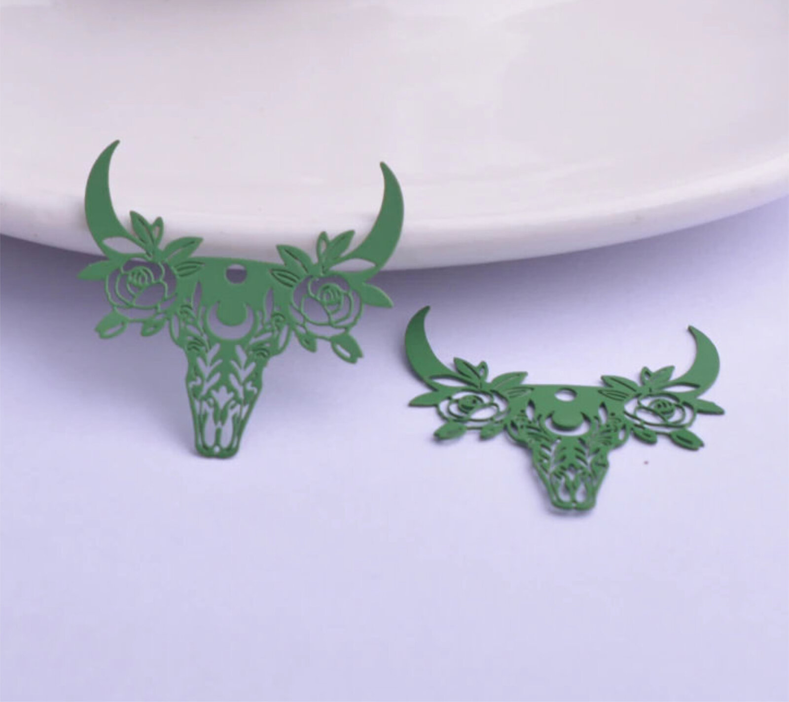 Cuernos de calavera boho 29 mm - Dijes de pendientes de filigrana - Imagen 13 de 22