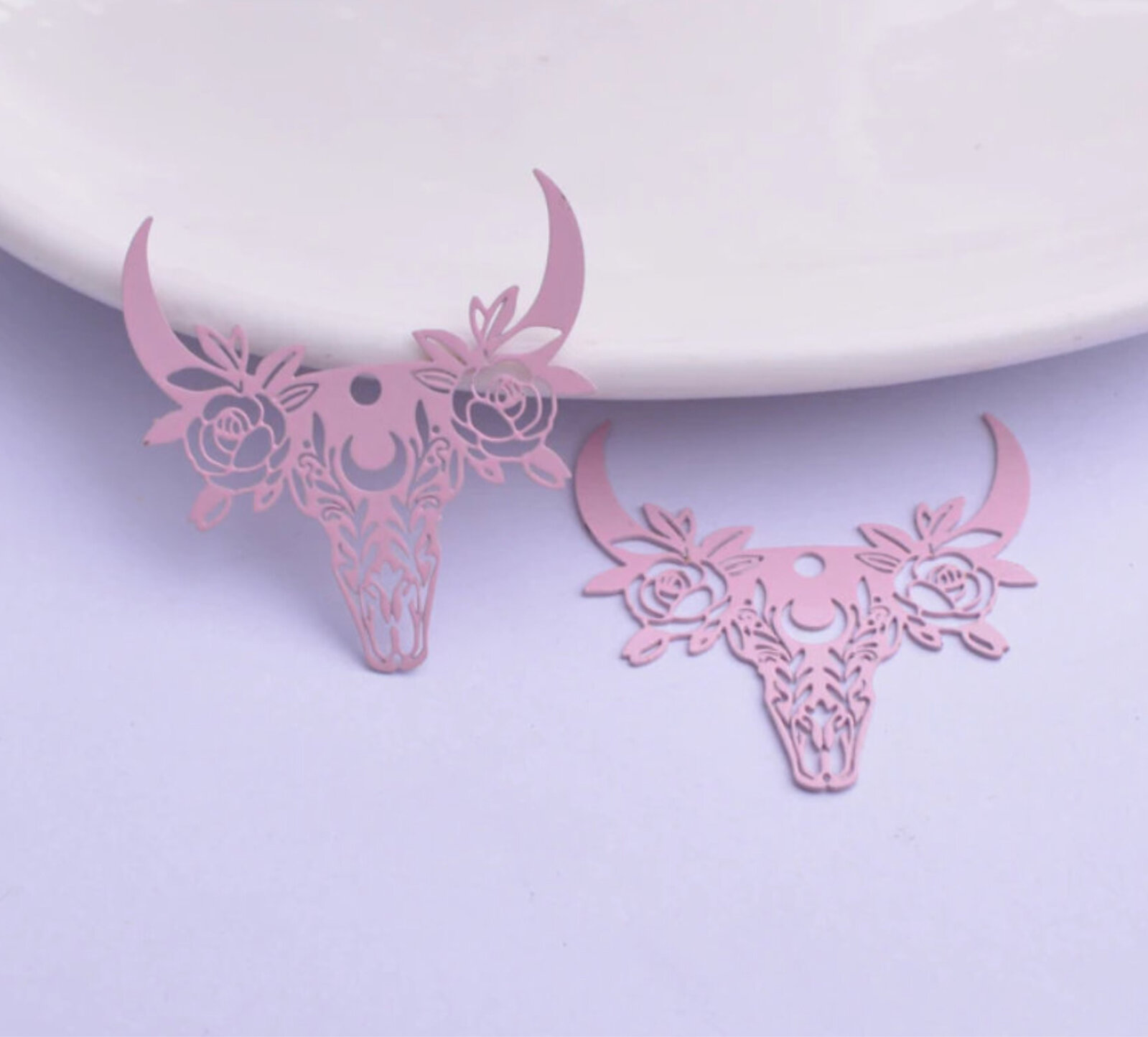 Cuernos de calavera boho 29 mm - Dijes de pendientes de filigrana - Imagen 18 de 22