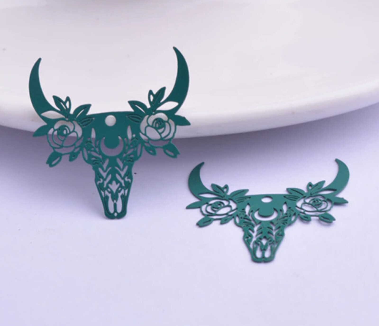 Cuernos de calavera boho 29 mm - Dijes de pendientes de filigrana - Imagen 20 de 22