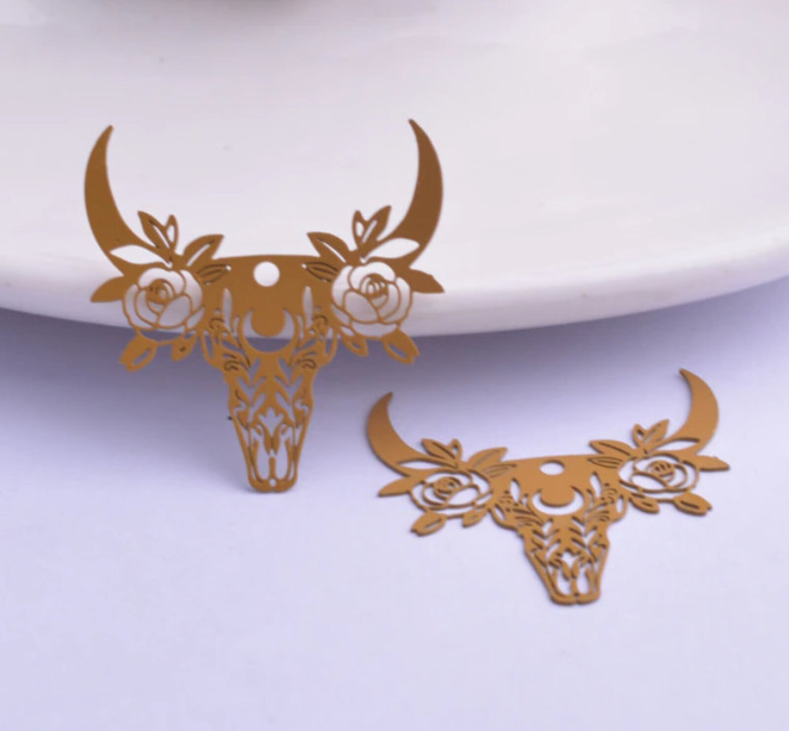 Cuernos de calavera boho 29 mm - Dijes de pendientes de filigrana - Imagen 22 de 22
