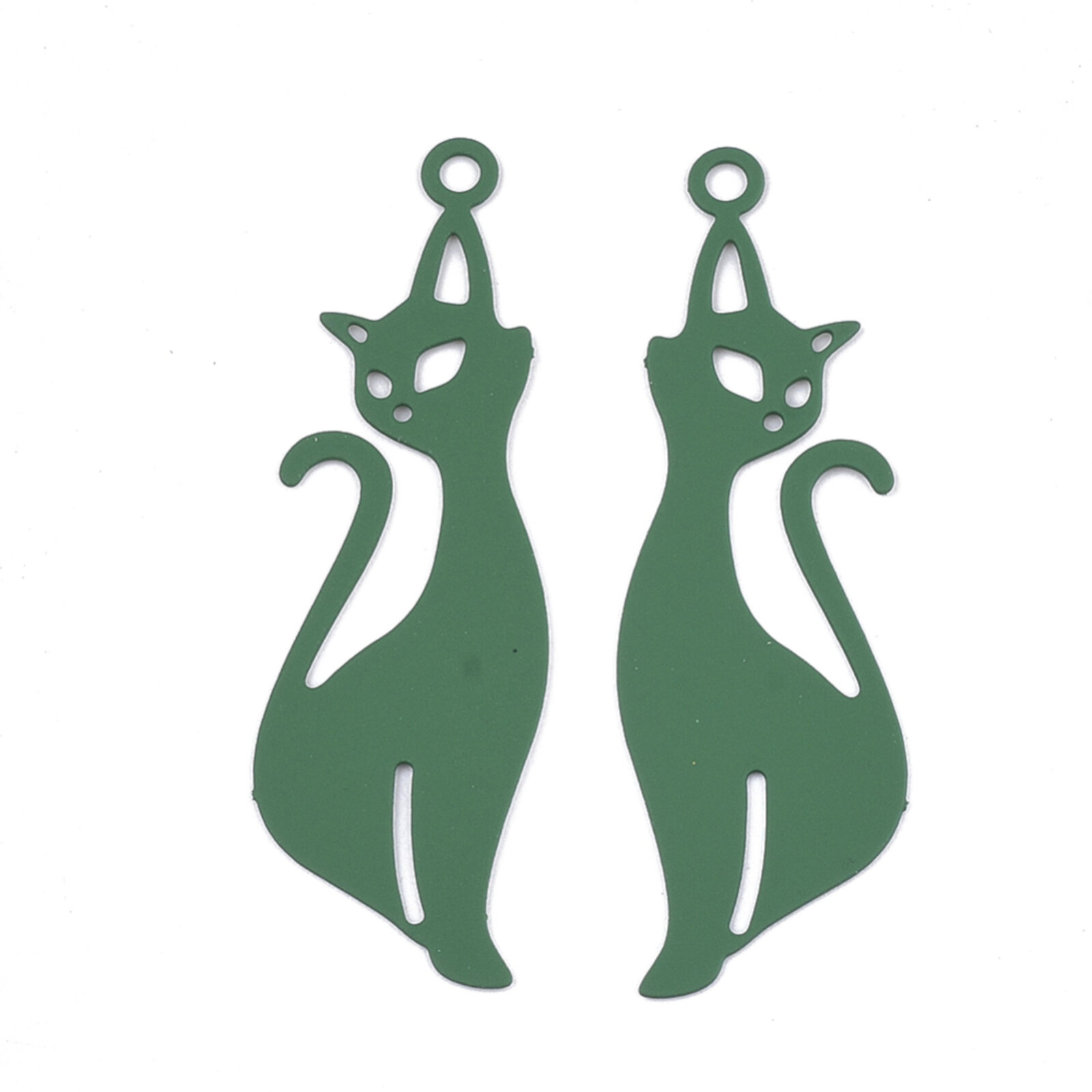 2 x Dijes para pendientes de filigrana de metal recubierto de 36 mm para gatos majestuosos - Imagen 7 de 10