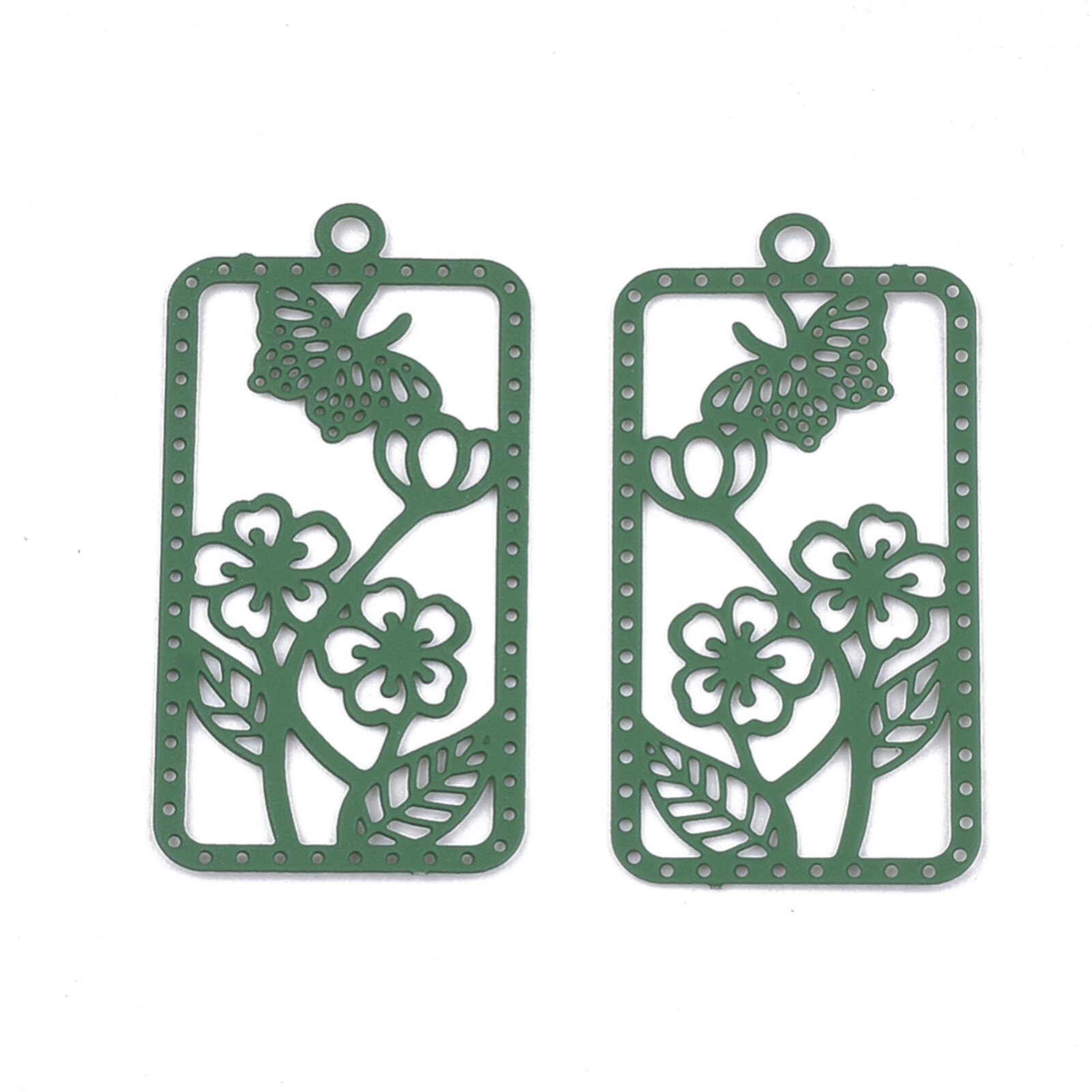 2 dijes pendientes de filigrana de 36 mm Secret Garden - Imagen 7 de 10