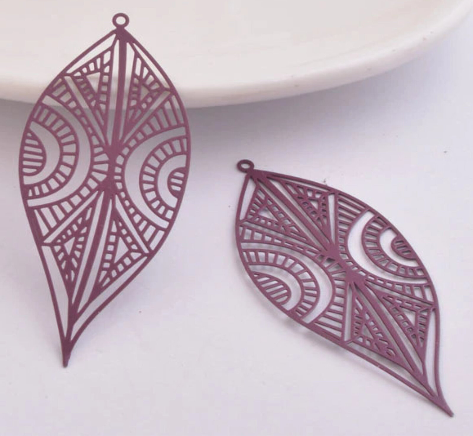 2/10 x 32mm Hoja Étnica - Dijes de Pendiente de Filigrana - Imagen 9 de 16