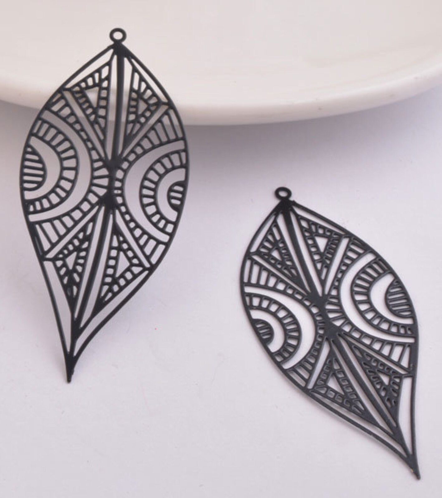 2/10 x 32mm Hoja Étnica - Dijes de Pendiente de Filigrana - Imagen 8 de 16