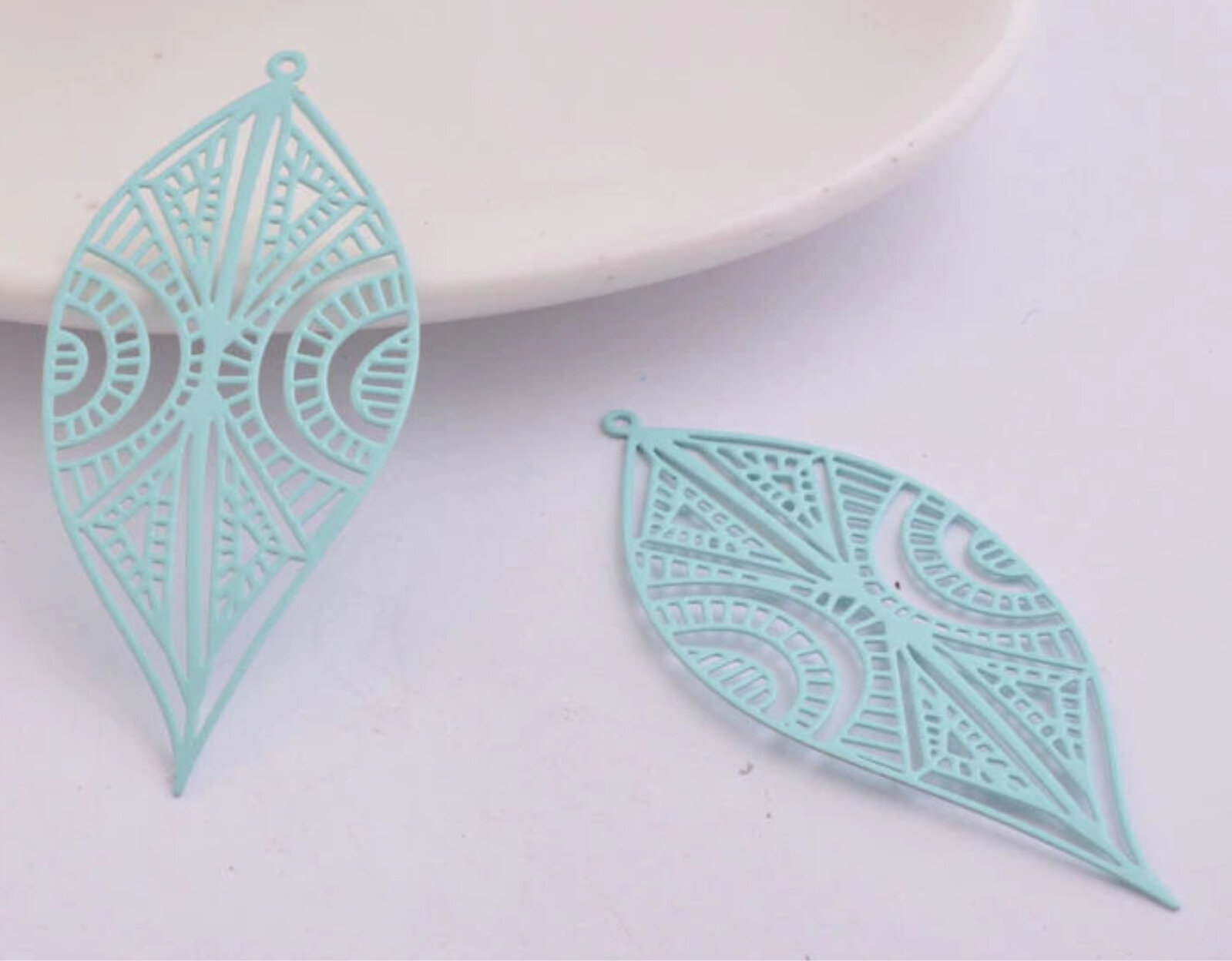 2/10 x 32mm Hoja Étnica - Dijes de Pendiente de Filigrana - Imagen 11 de 16