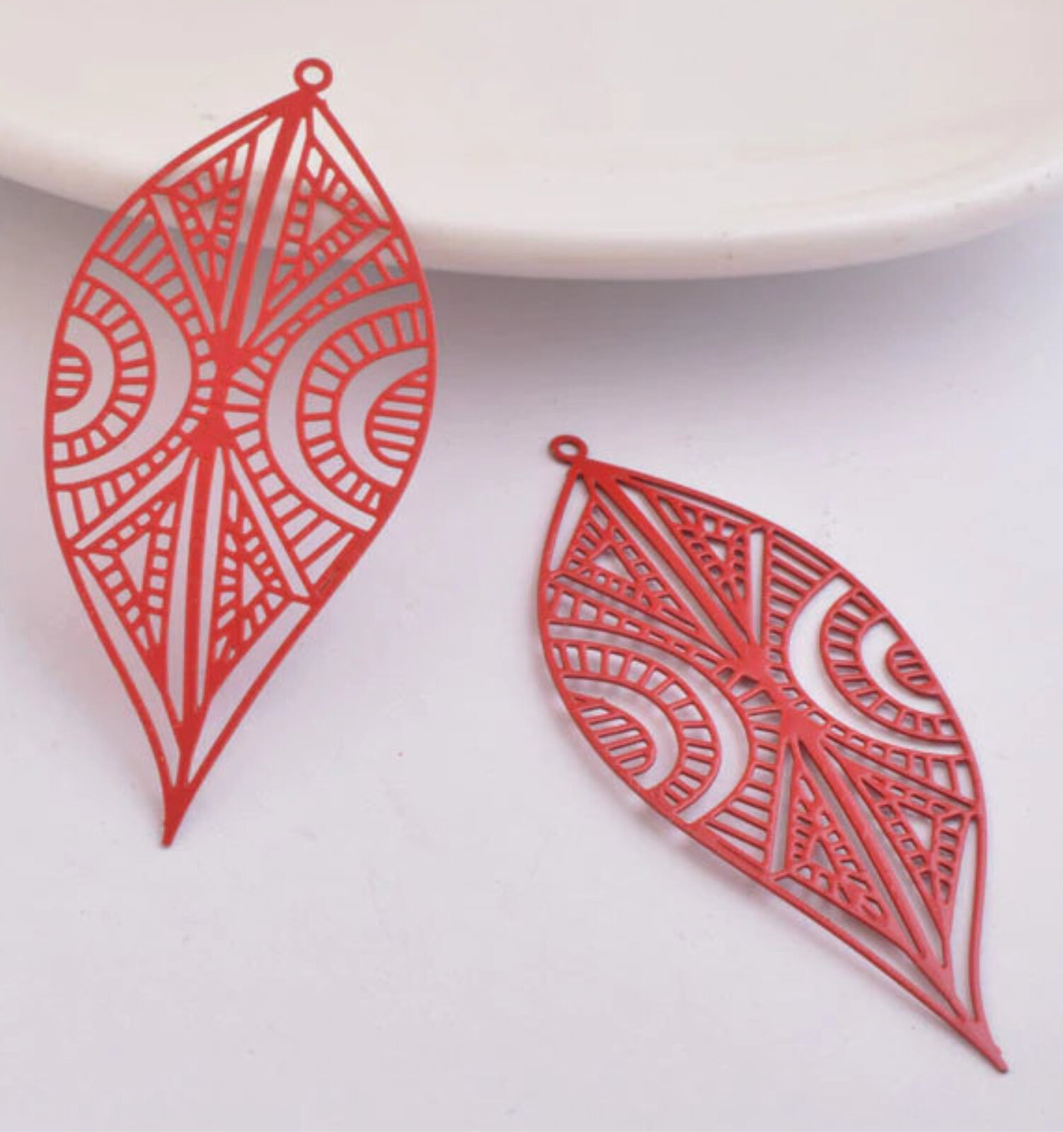 2/10 x 32mm Hoja Étnica - Dijes de Pendiente de Filigrana - Imagen 13 de 16