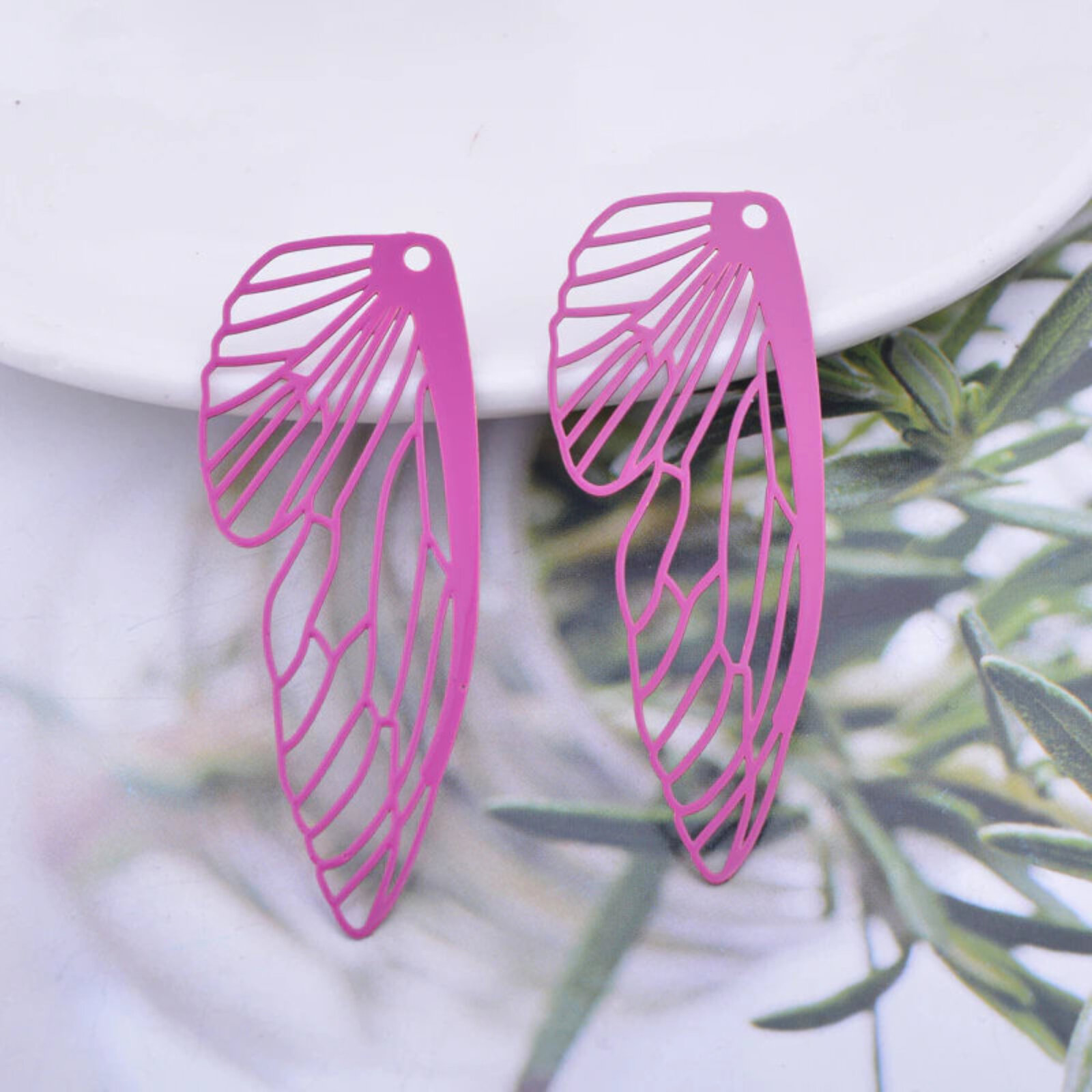 2 dijes de alas de hadas de 51 mm - pendientes de filigrana - Imagen 10 de 12