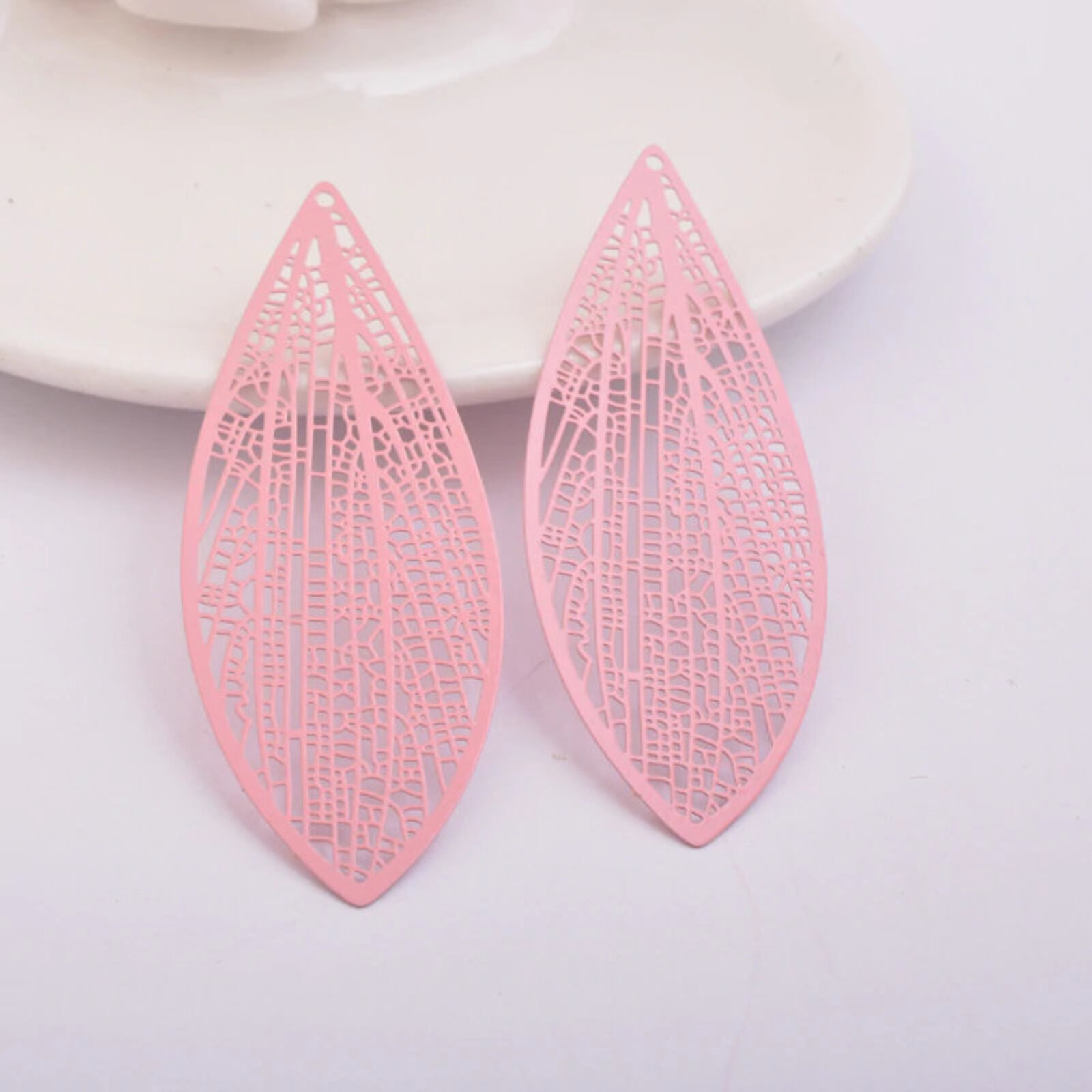 2 x 70 mm hoja larga - dijes de filigrana para pendientes - Imagen 9 de 13