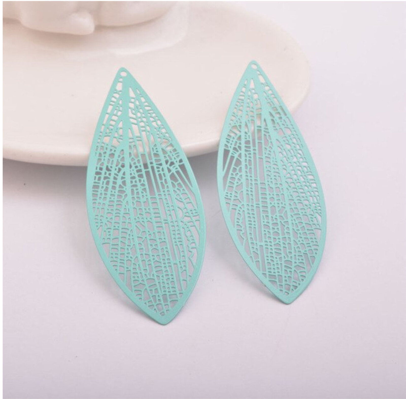 2 x 70 mm hoja larga - dijes de filigrana para pendientes - Imagen 12 de 13