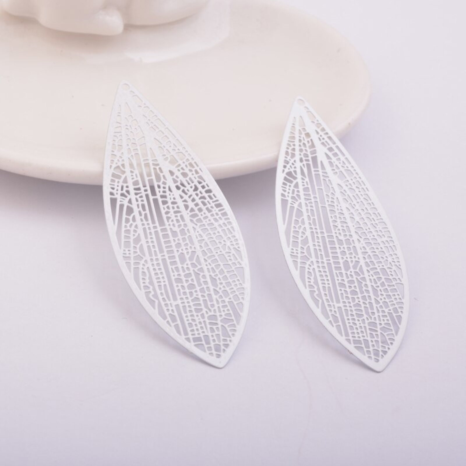 2 x 70 mm hoja larga - dijes de filigrana para pendientes - Imagen 11 de 13