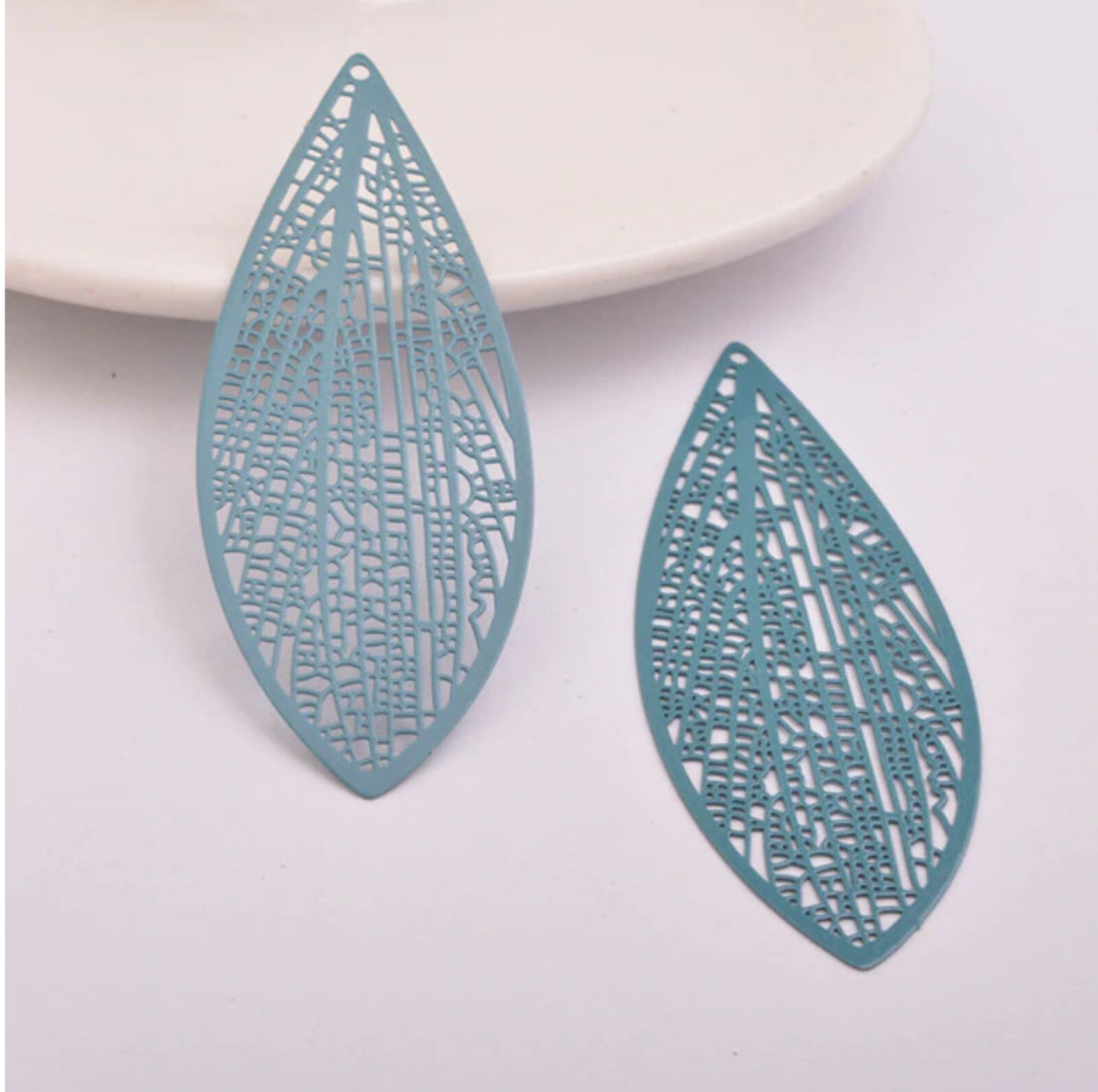 2 x 70 mm hoja larga - dijes de filigrana para pendientes - Imagen 13 de 13
