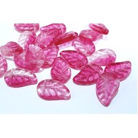 5 x Rose Leaf - Czech Pressed Glass Beads - 14mm x 9mm